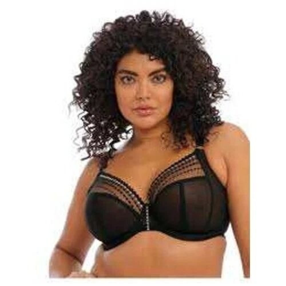 Elomi Sheer Plunge Bra Black Lace Trim Underwire Bra EL8900BLK 32N